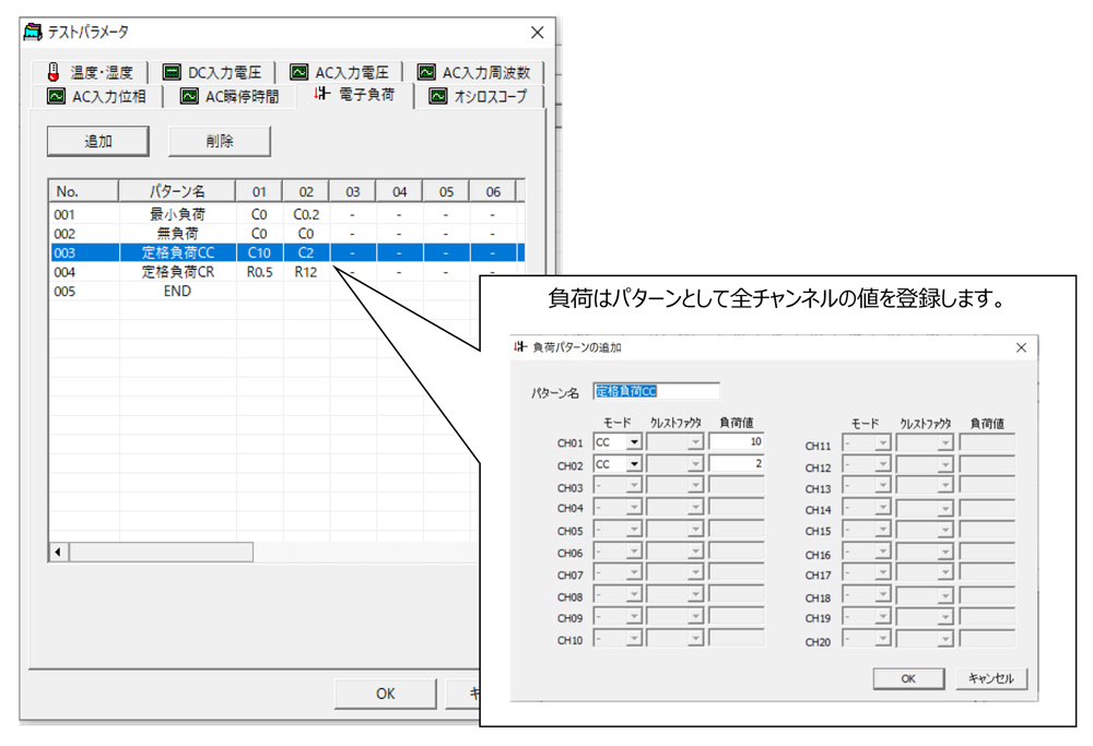 テストパラメータの登録