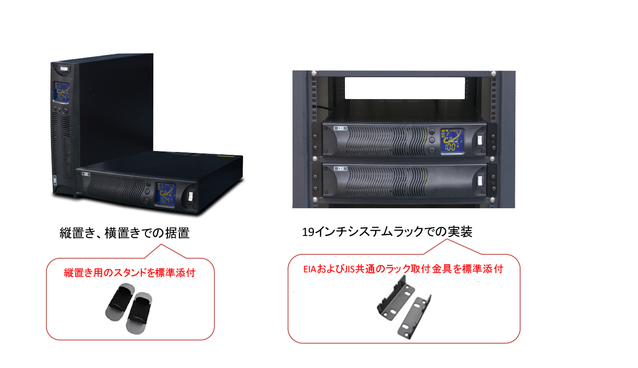 3wayの設置が可能な無停電電源装置(UPS)
