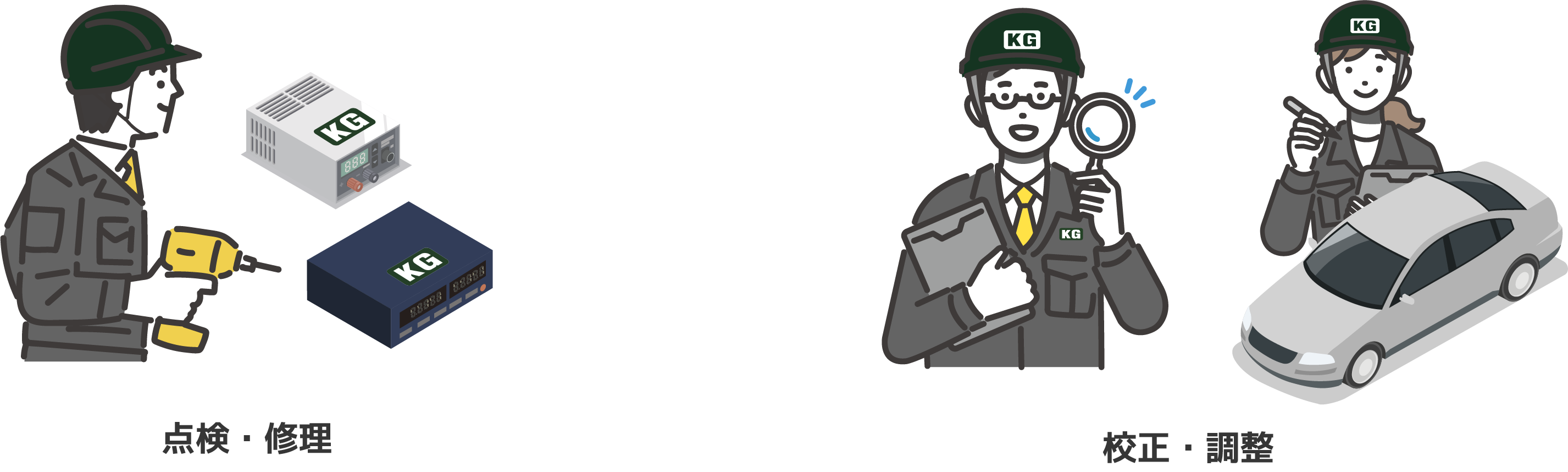 点検、修理、校正、調整も行っています